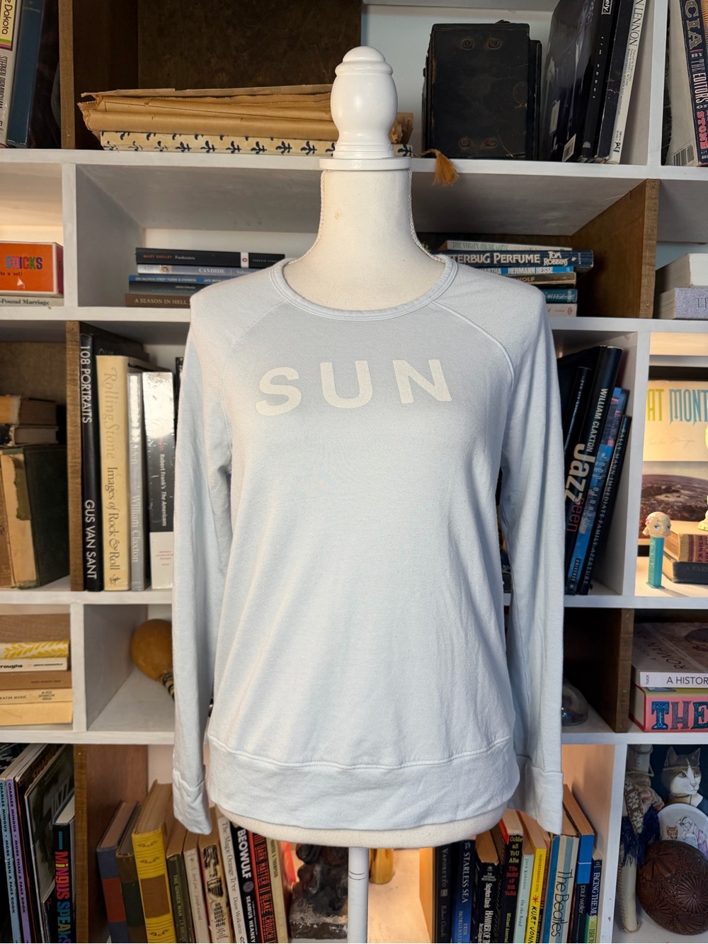 SUN Crewneck Long-Sleeve Top - Light Blue
